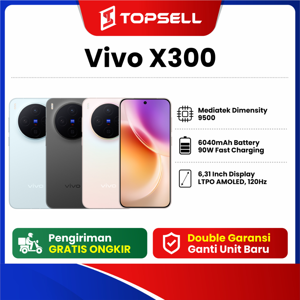 Jual Vivo X300 5G 12+256GB / 16GB+512GB | Kamera 200MP | Snapdragon 8 Gen 3 | Layar AMOLED 120Hz | Garansi Resmi Vivo Indonesia | Shopee Indonesia