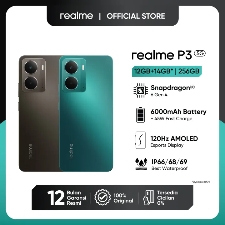 realme P3 5G 12GB+14GB*|256GB (Snapdragon® 6 Gen 4 | 6000mAh Battery | 45W Fast Charge | NFC) | Lazada Indonesia