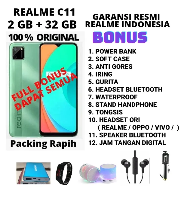REALME C11 2021 RAM 4/64 GRASS GARANSI RESMI