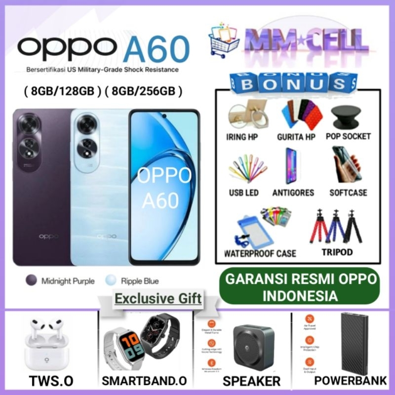 Jual OPPO A60 NFC RAM 8/128 GB | OPPO A 60 NFC 8/256 GB GARANSI RESMI OPPO INDONESIA | Shopee Indonesia