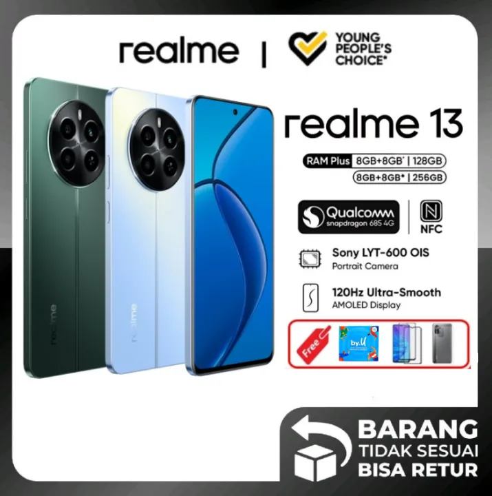 Realme 13 4G 8/256GB NFC MResmi - Layar 6.67 Inci, RAM 8+8GB, ROM 128/256 GB - blue | Lazada Indonesia
