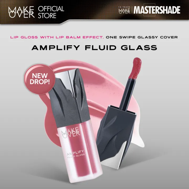 MAKE OVER Amplify Fluid Glass Lip Gloss Peptide Plump Technology Hydrating Glossy Shine Non Sticky | Lazada Indonesia