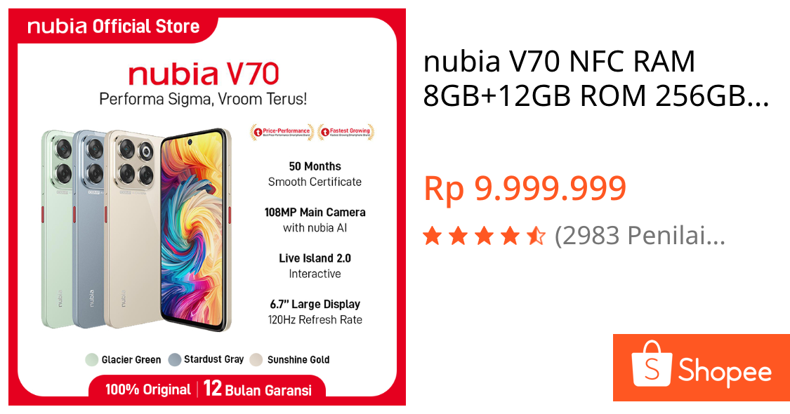 Jual nubia V70 NFC RAM 8GB+12GB ROM 256GB 108MP Ultra Clear Camera 5000 mAh 33W Fast Charging 6.7FHD+ Ultra Smooth Display Garansi Resmi Android | Shopee Indonesia