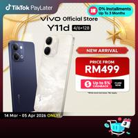 [NEW] vivo Y11d 4G | 6500mAh Bateri+44w FlashCharge / Up to 2TB microSD / Kesihatan Bateri 5 Tahun / 5 Stars SGS Drop Resistance / IP65 Dust & Water Resistance / 2 Nano Sims + 1 Micro SD / Ai Erase Telefon Bimbit