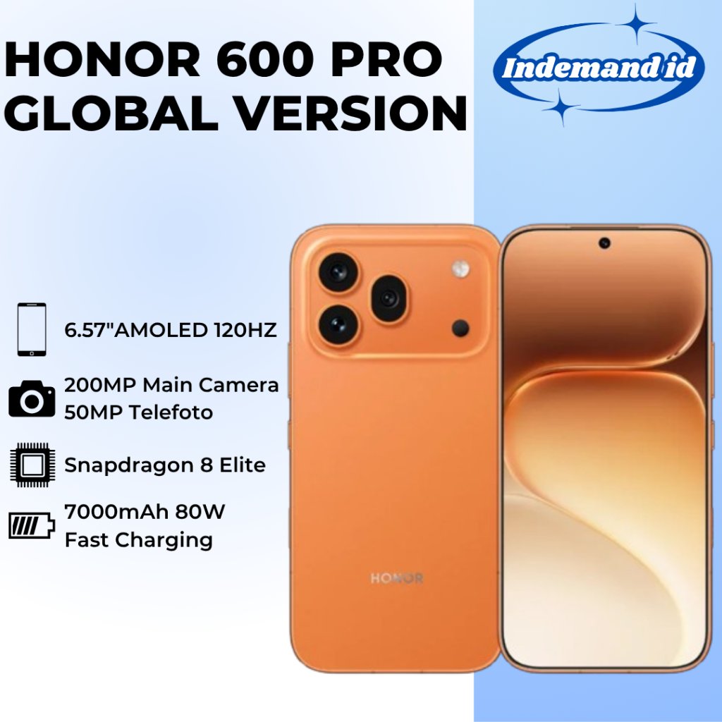Jual Honor 600 Pro Global Version 5G 6,57''AMOLED 120HZ Snapdragon 8 Elite 7000mAh 80W 200MP | Shopee Indonesia