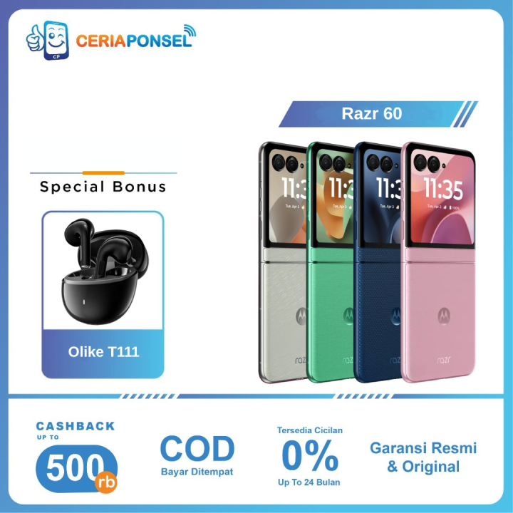 Motorola Razr 60 5G 8/256GB Mediatek Dimensity 7400X 50MP 4500mAh | Garansi Resmi Motorola Indonesia 1 Tahun | Lazada Indonesia