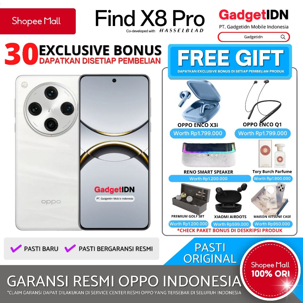 Jual OPPO Find X8 Pro 5G 16/512GB ( +16GB Extended RAM ) Garansi Resmi OPPO | Shopee Indonesia