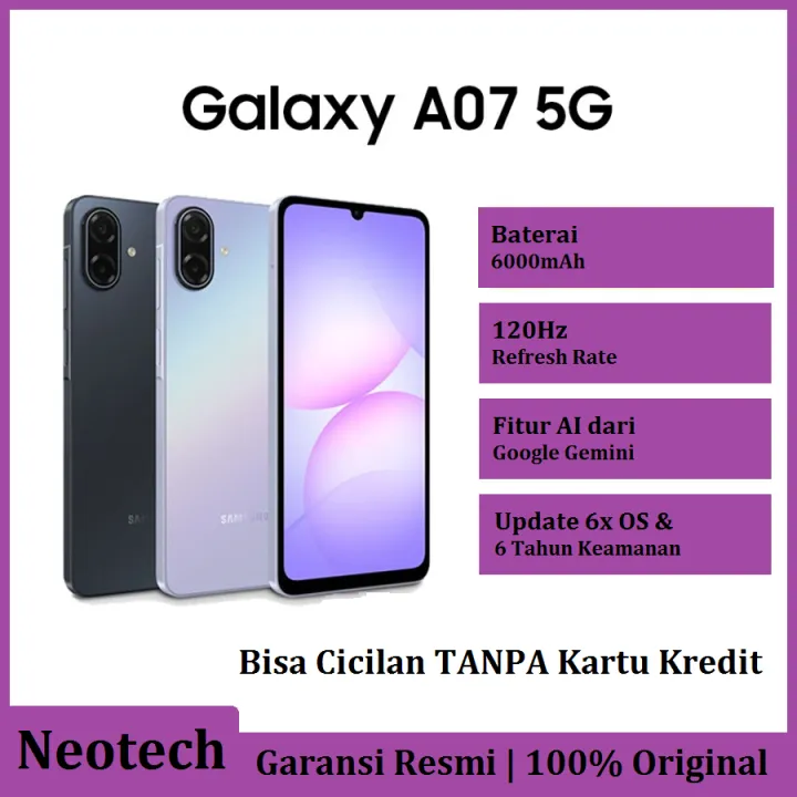 Samsung Galaxy A07 5G (6GB/128GB) 6000mAh IP54 - Bisa Cicilan Tanpa Kartu Kredit - Garansi Resmi - HP Murah ( Kredivo Laz Pay Later Bisa COD OVO Original )