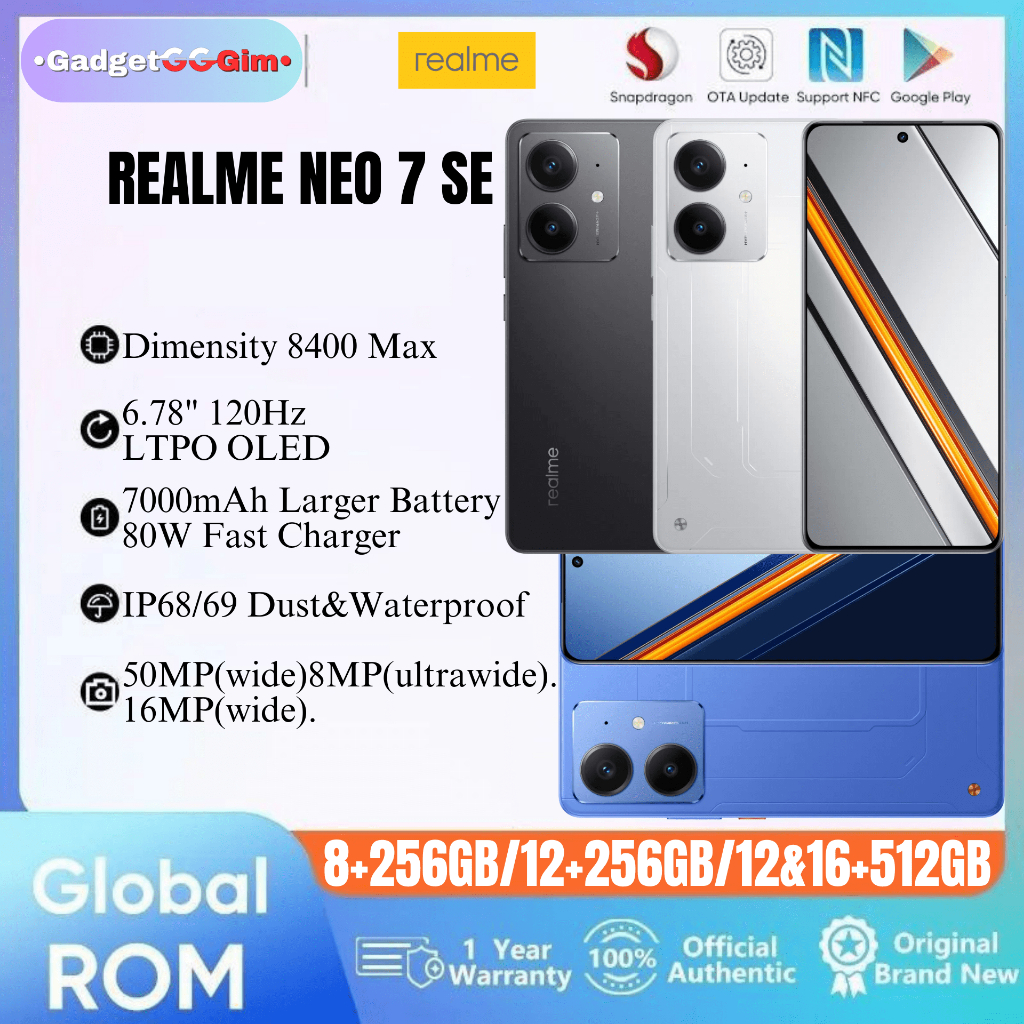 Jual Realme Neo 7 SE / Realme Neo7 SE 5G Dimensity 8400 Max 120Hz 7000mAh 80W IP68/69 BNIB Garansi HP ORI | Shopee Indonesia