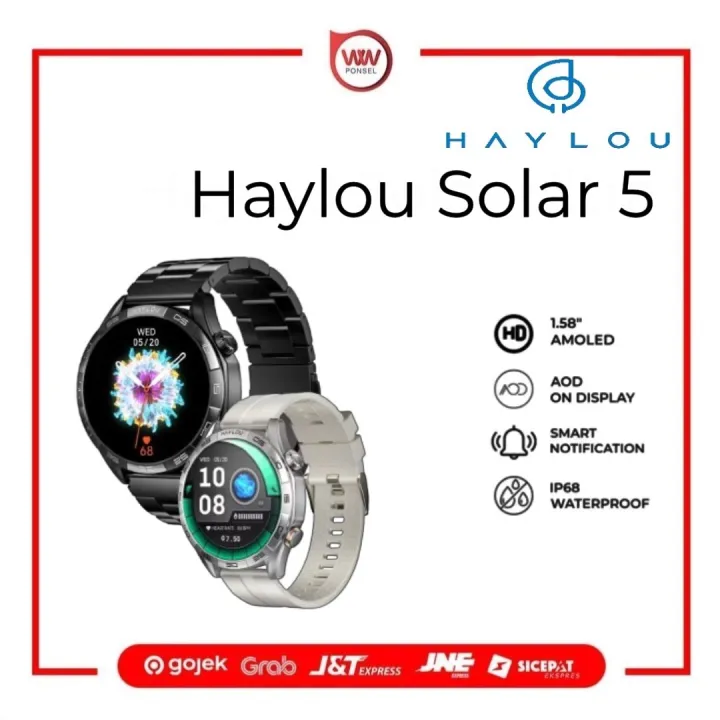 Haylou Solar 5 Smartwatch AMOLED Display, Alloy Frame, 6Hz Refresh Rate, Album & Recorder Function, NFC Access Control | Lazada Indonesia