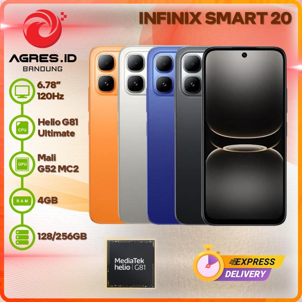 Jual INFINIX SMART 20 4GB 64GB/128GB 6.78" 120HZ GARANSI RESMI INDONESIA | Shopee Indonesia