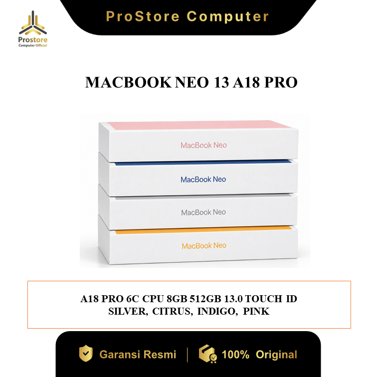 Jual APPLE MACBOOK NEO 13 A18 PRO 6C CPU 8GB 512GB 13.0 TOUCH ID GARANSI RESMI | Shopee Indonesia