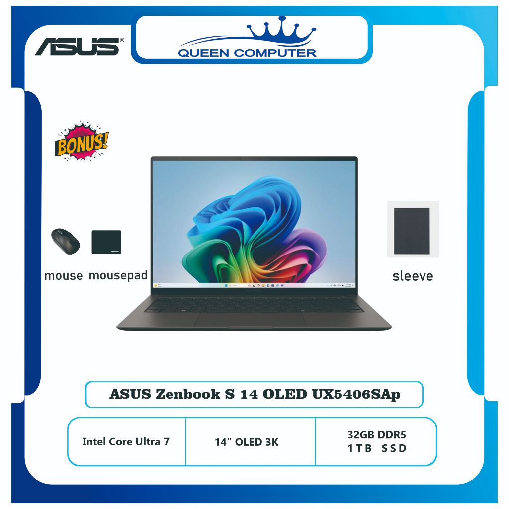 Jual ASUS Zenbook S14 OLED Intel Core Ultra 7 32GB Ssd 1TB W11 OHS 2024 Microsoft 365 Basic | Shopee Indonesia