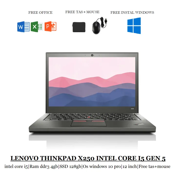 TERMURAH LAPTOP LENOVO THINKPAD X250 CORE I5 RAM 8GB /256SSD WINDOWS 10 PRO 12 INCH BERGARANSI