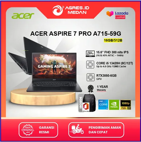 Acer Aspire 7 PRO A715-59G Intel Core i5-13420H 16GB SSD 512GB 15.6″ RTX3050 W11+OH2024 | Lazada Indonesia
