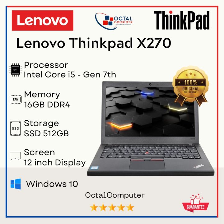 Laptop Lenovo Thinkpad X270 Core i5 Gen 7 Ram 8GB SSD 256GB - Slim Second Murah dan Bergaransi