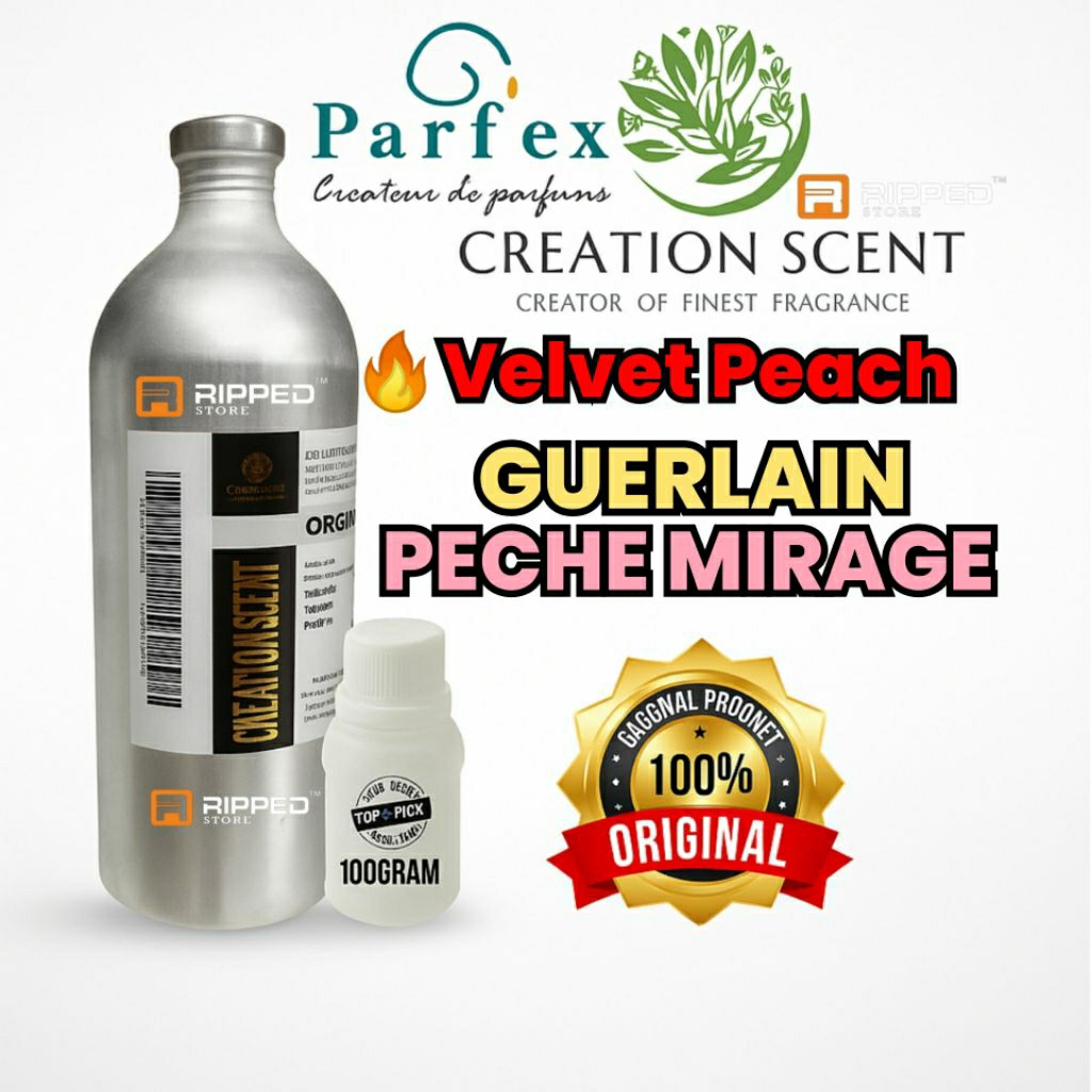 Jual 100ml Velvet peach Bibit Parfum Murni G.Peche Mirage By Creation Scent Perfume | Shopee Indonesia