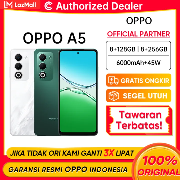 OPPO A5 8/256GB 8/128GB NFC 6000mAh Baterai 45W FlashCharge IP65 Tahan Air dan Debu Garansi Resmi | Lazada Indonesia