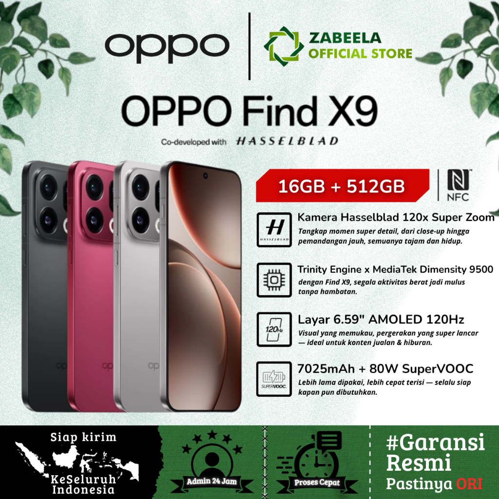 Jual Oppo Find X9 5G 12/256GB 16/512GB 6.59 AMOLED 120Hz 120x Super Zoom Garansi Resmi Oppo Indonesia | Shopee Indonesia