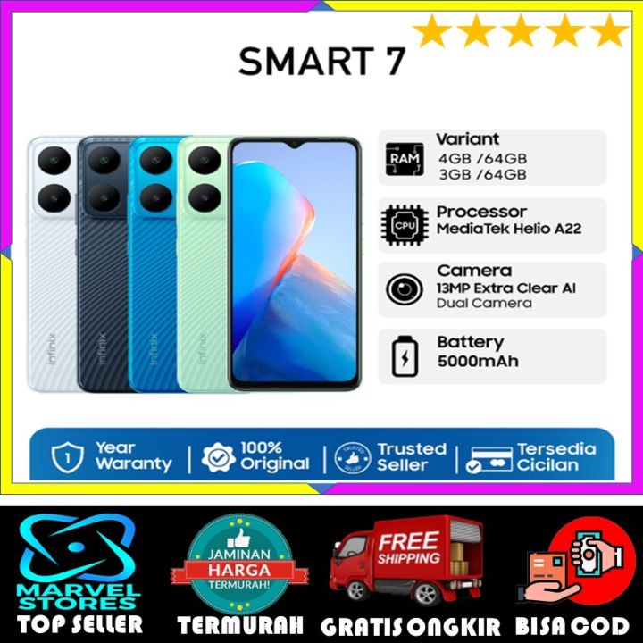 MURAH BERGARANSI!! INFINIX SMART 7 HD RAM 3GB/64GB / 4GB/64GB / BERGARANSI
