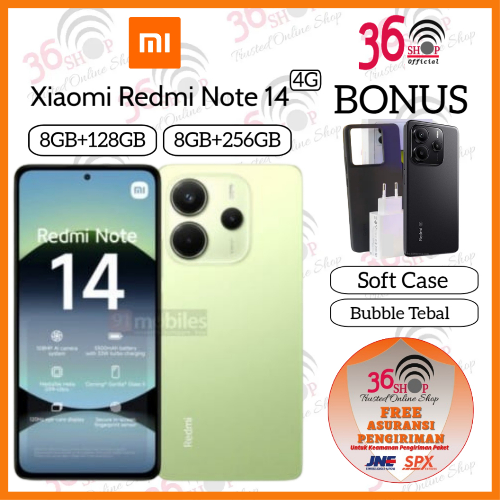 Jual Xiaomi Redmi Note 14 4G [8GB+128GB] [8GB+256GB] - AMOLED 6,67 Inch - Kamera utama 108MP - Battery 5500mAh Garansi Resmi 1 Tahun | Shopee Indonesia