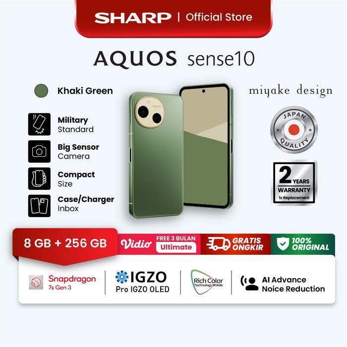 SHARP AQUOS sense10 | 8/256 GB | Khaki Green Color | Snapdragon 7s Gen 3 | 5000 mAh | Pro IGZO OLED | Dolby Vision Atmos | Lazada Indonesia