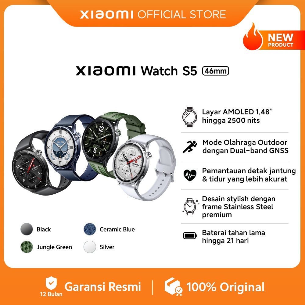 Jual Xiaomi Watch S5 46mm | Layar AMOLED 1,48" hingga 2500 nits | Mode Olahraga Outdoor Dual-band GNSS | Heart & Sleep Tracker yang Lebih Akurat |Stylish Frame Stainless Steel Premium| Baterai Tahan Hingga 21 Hari | Smart watch [Xiaomi Official Store] | S