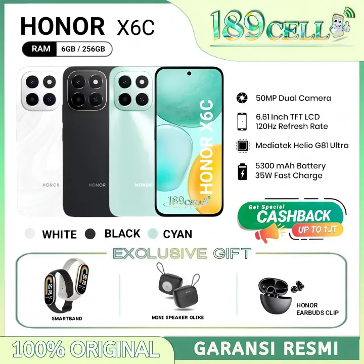 HONOR X6C RAM 6GB/256GB | HONOR X6c RAM 6GB/256GB GARANSI RESMI | Lazada Indonesia