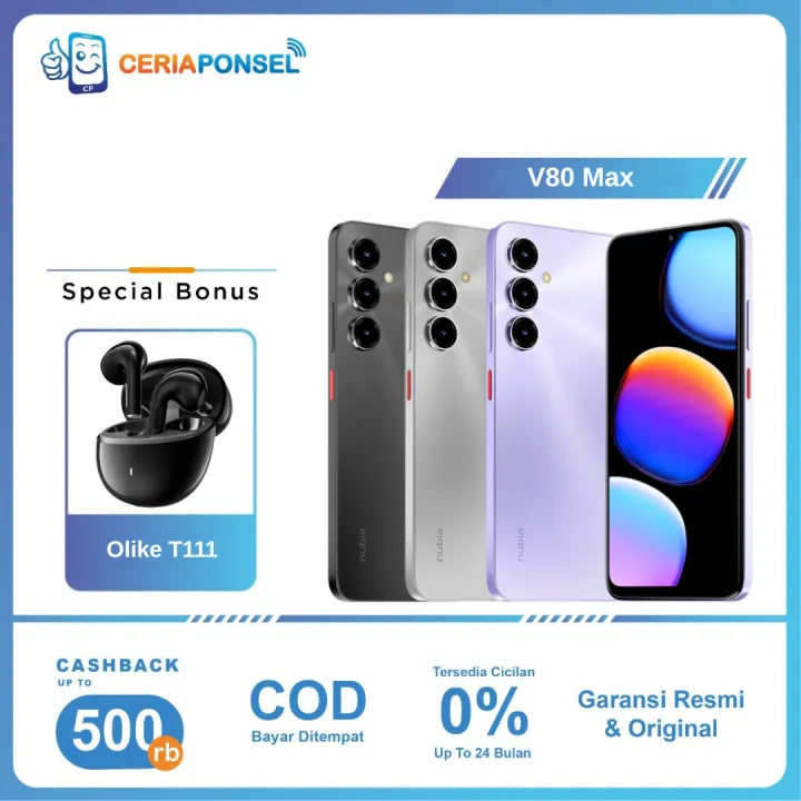 Nubia V80 Max 6/128GB & 8/128GB Unisoc T7250 50MP 6000mAh | Garansi Resmi Nubia Indonesia 1 Tahun