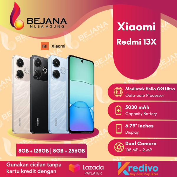 Xiaomi Redmi 13X ( Ram 8GB + Rom 128GB ) | ( Ram 8GB + Rom 256GB ) Garansi Resmi | Lazada Indonesia
