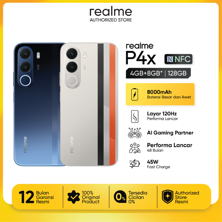 realme P4x 4GB+8GB*|128GB (8000mAh Baterai Besar dan Awet | Layar 120Hz Performa Lancar | AI Gaming Partner | Performa Lancar 48 Bulan) | Lazada Indonesia