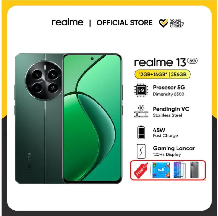 realme 13 5G NFC (12/256GB) 6.72" FHD+ 120Hz - 5000mAh With Flash Charge 45W - Garansi | Lazada Indonesia