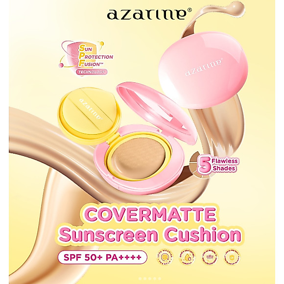 Jual AZARINE COVERMATTE SUNSCREEN CUSHION SPF 50+ PA++++ 11GR | Shopee Indonesia
