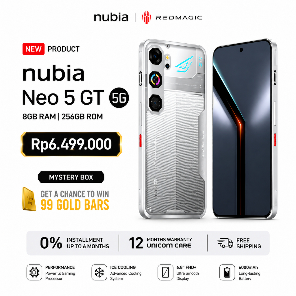 Jual ZTE Nubia Neo 3 GT 5G & Neo 3 5G 12/256GB 8/256GB | HP Gaming 5G Nubia Original | Garansi Resmi Indonesia [ not Poco X7 / infinix GT 30 / Tecno Pova 7 ] | Shopee Indonesia
