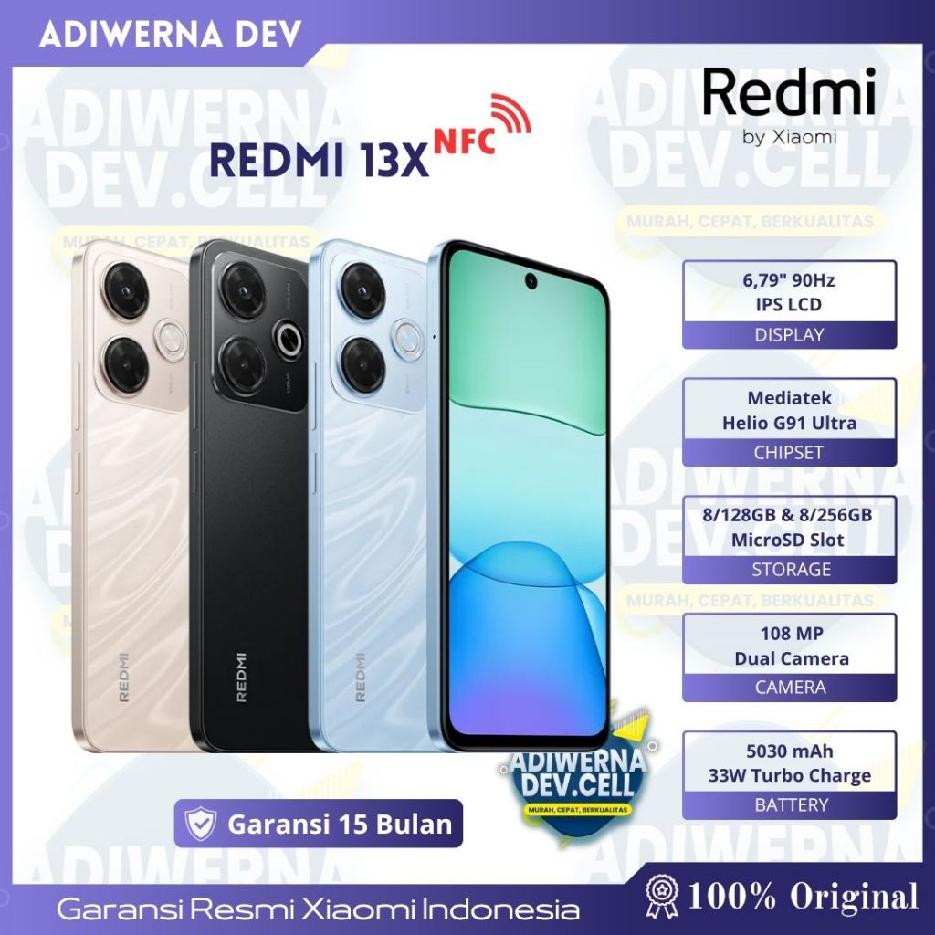 Jual Xiaomi Redmi 13X | Redmi 13 NFC (8/256GB) (8/128GB) Garansi Resmi | Shopee Indonesia
