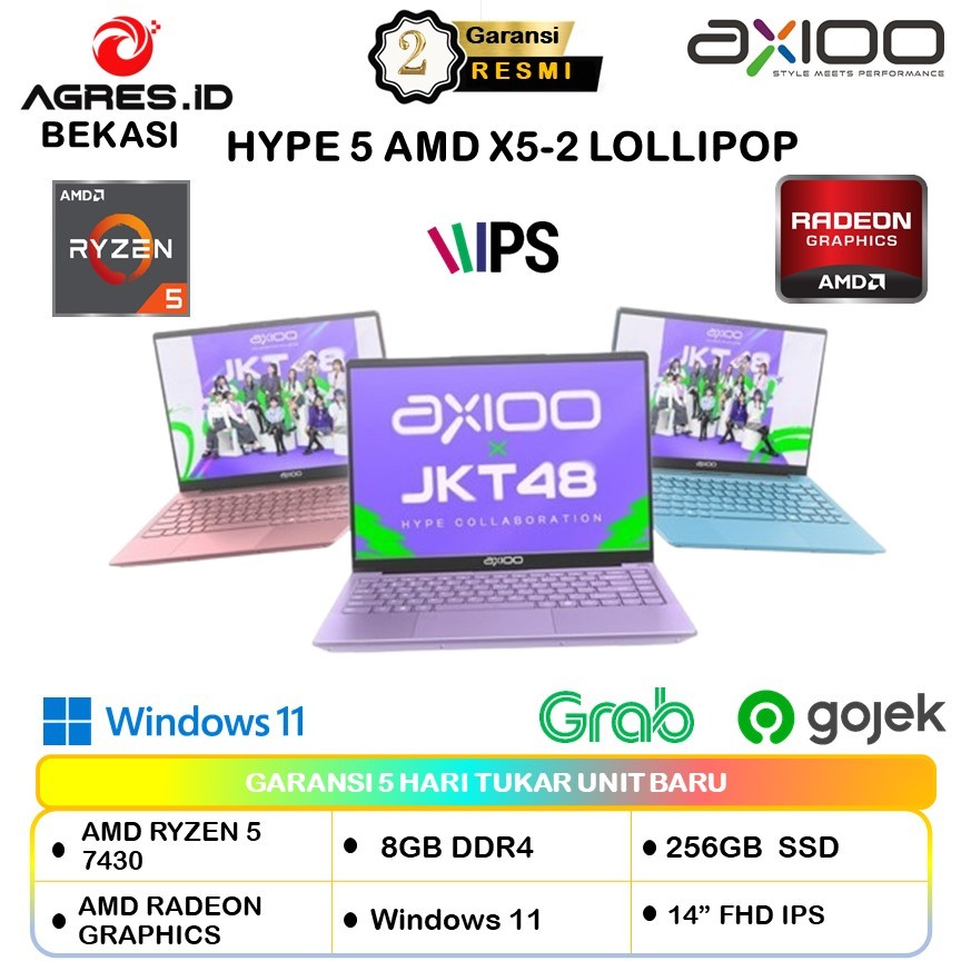 Jual AXIOO HYPE 5 AMD X5-2 LOLLIPOP SERIES RYZEN 5 7430 8GB 256GB SSD 14"FHD IPS WIN11 | Shopee Indonesia