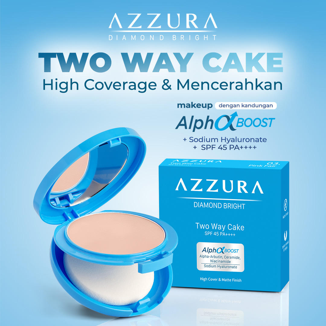 Jual AZZURA Two Way Cake Diamond Bright TWC SPF 45 PA++++ High Coverage, Light Feeling, Brightening Powder Foundation | Shopee Indonesia