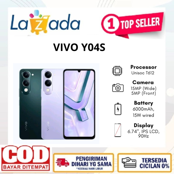 vivo Y04s 4/64gb 4/128gb - Desain Premium 6000mAh Tahan Lama Tahan Banting Ekstrem Tahan Hujan IP64 AI Erase -