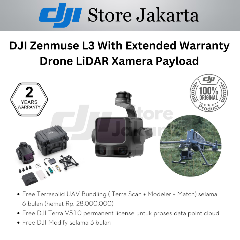 Jual DJI Zenmuse L3 With Extended Warranty (Garansi Resmi 2 Tahun) | Payload Drone Matrice 400 Kamera LiDAR Camera Survey Mapping Inspeksi Pemetaan 100MP Payload Gimbal Drone Sensor LiDAR | Shopee Indonesia