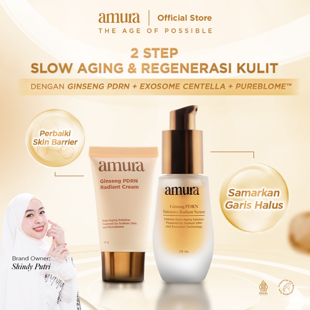 Jual [BUNDLING] Amura Ginseng PDRN Anti Aging Set – Vegan DNA Repair + Exosome Centella Pureblome™ 5X Ceramide – Paket Skincare Kerutan/Flek Hitam/Kulit Kendur – Deep Rejuvenation & Barrier Repair – 2PCS Daily Moisturizer & Serum Bundle BPOM | Shopee Indo