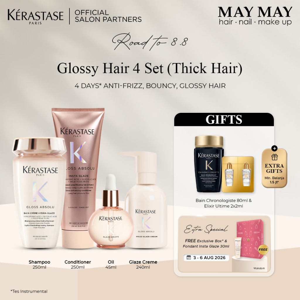Jual Kerastase Gloss Absolu 4 Set Creme-Bain Creme + Fondant + Glaze Drop 45ml + Cream 240ml (Thick Hair) | Shopee Indonesia