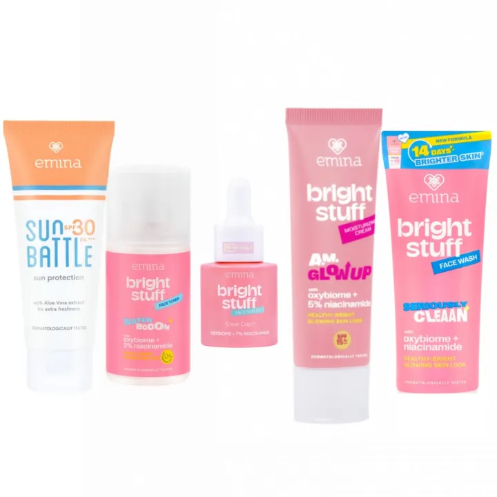 PAKET Glowing EMINA BRIGHT STUFF 5PCS/ PERAWATAN WAJAH