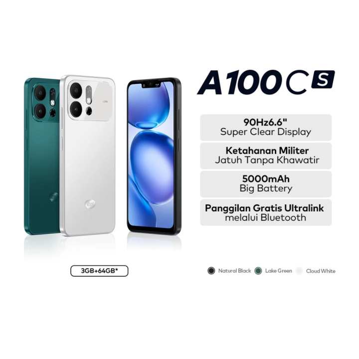 itel A100 New Design 3GB+64GB | Layar 6.6" 90Hz | HP Tahan Banting Military Grade | Baterai 5000mAh | UltraLink Free Call | Lazada Indonesia