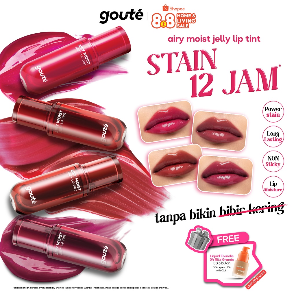Jual Goute Airy Jelly Lip Tint Stain - Light Moist | Long Lasting up 12H | Ringan Tahan Lama | Gloss Glossy | Dewy Cheek | Shopee Indonesia