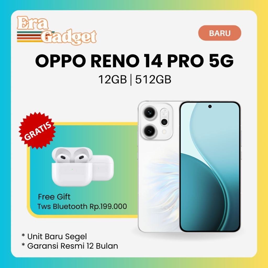 Jual OPPO RENO 14 PRO 5G 12GB/512GB GARANSI RESMI | Shopee Indonesia