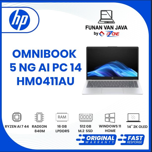 Jual LAPTOP HP OMNIBOOK 5 NG AI PC 14-HM0411AU / HM0412AU RYZEN AI 7 445 (6C) 50 NPU TOPs/16GB /512GB /RADEON 840M / WIN11 /OHS2024/14 2K OLED - Touch | Shopee Indonesia
