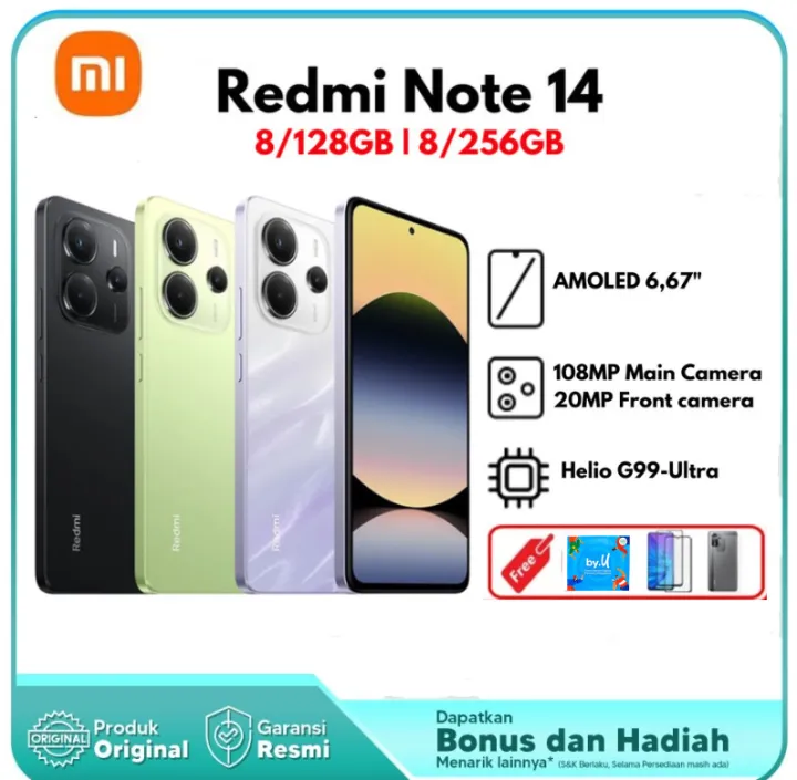 Xiaomi Redmi NOTE 14 4G 8Gb 256Gb | 108MP Kamera Utama | MediaTek Helio G99 Ultra - Garansi | Lazada Indonesia
