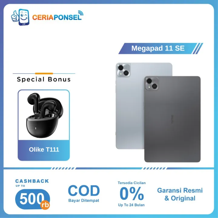 Tecno Megapad 11 SE 4/128GB & 8/256GB Snapdragon 685 8MP 8000mAh | Garansi Resmi Tecno Indonesia 1 Tahun | Lazada Indonesia