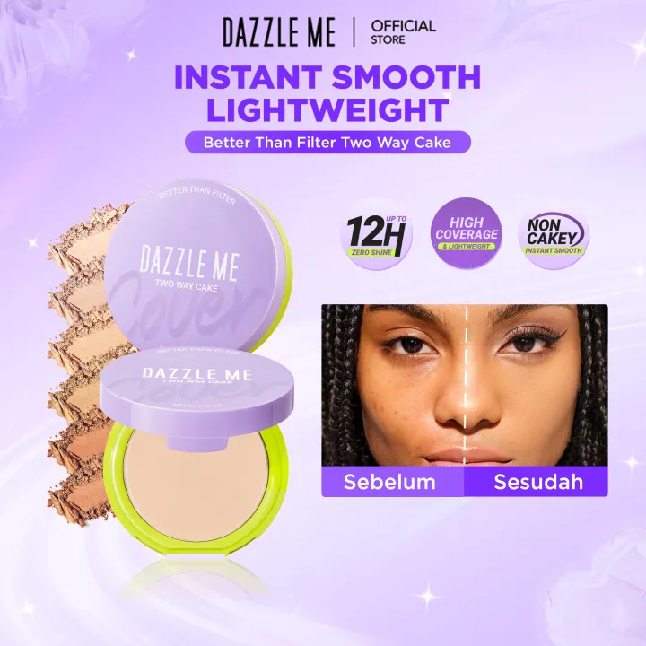 DAZZLE ME Better Than Filter Double Kill Two Way Cake Powder Long Wear Fast Oil Fix Silky Powder Tahan Air Upgrade Makeup Setting Bedak Padat - Tahan 12 Jam Bedak Padat Coverage Two Way Cake Compact Powder | Lazada Indonesia