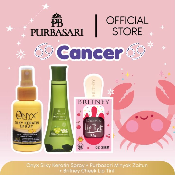 Cancer Package - Onyx Keratin + Purbasari Minyak Zaitun + Britney Lip Tint